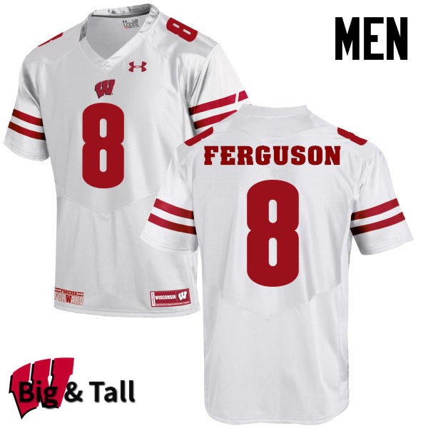 Wisconsin Badgers Men's #8 Joe Ferguson NCAA Under Armour Authentic White Big & Tall College Stitched Football Jersey LA40O57WS